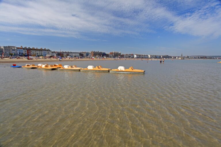 Weymouth Beach with recreational boats in the concept of 'top services and amenities in Weymouth'.